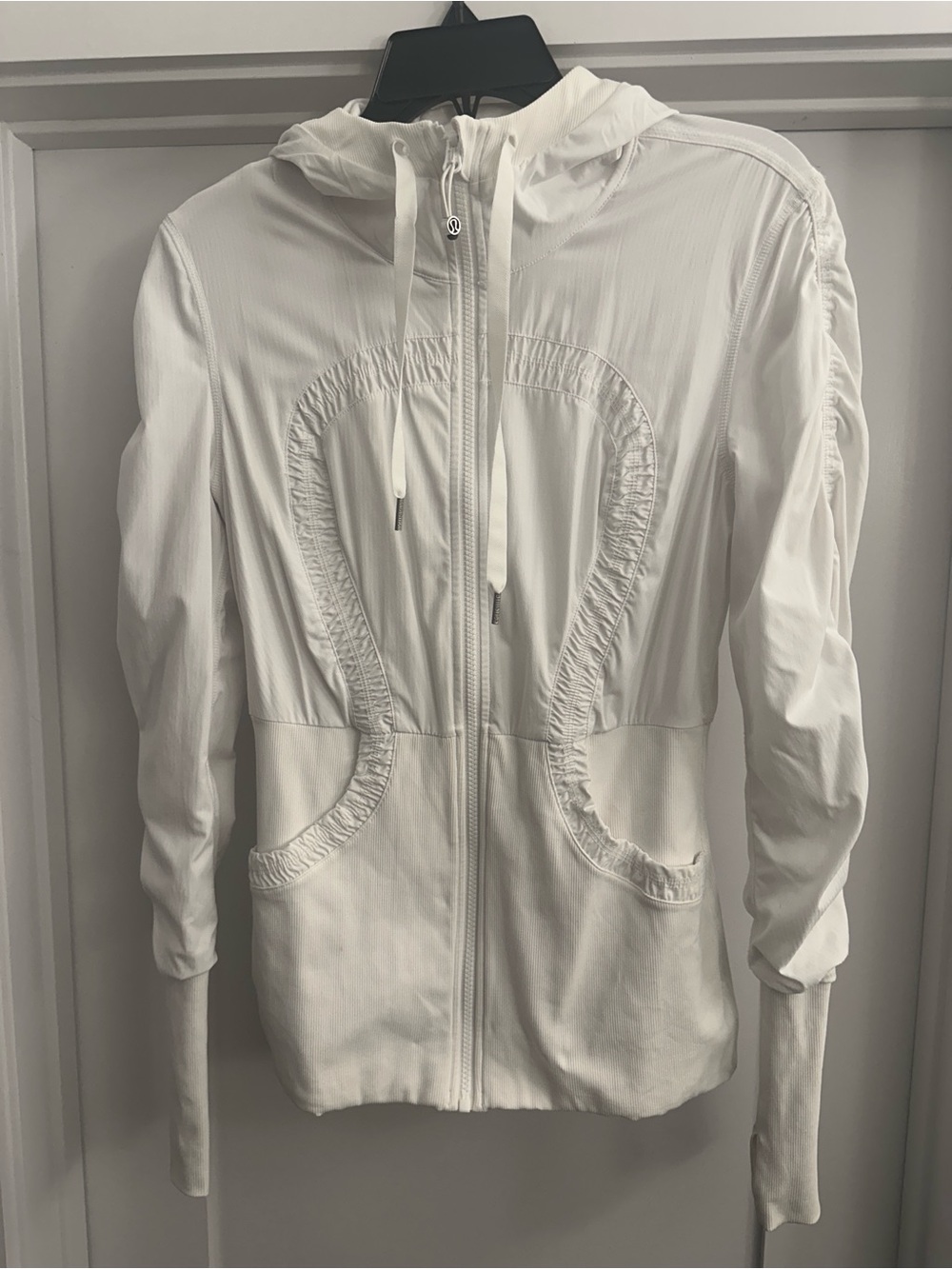 Lululemon Athletica White reversible zip up hooded jacket